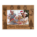 Horizontal design 5x7 Vintage brown christmas decoration Engraved Natural Wood Merry Christmas Picture Frame for christmas gift